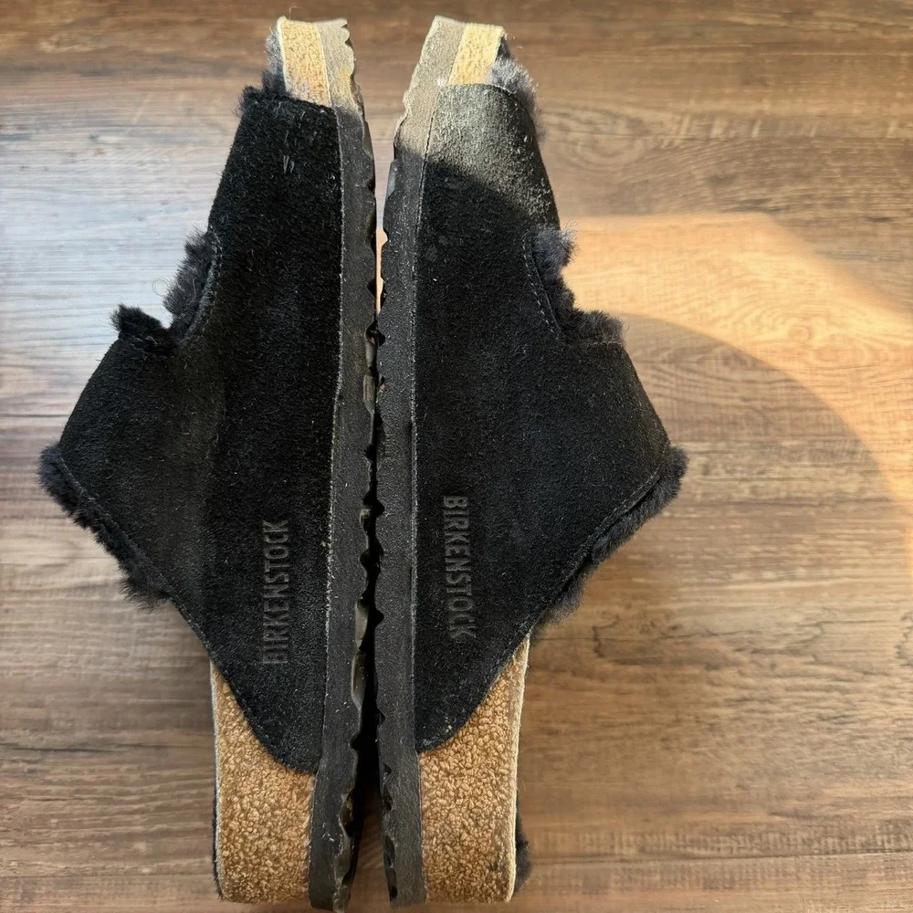Birkenstock Arizona Shearling Sandals Black Suede Cozycare EU 41/ US 10 Winter